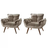 Kit 02 Poltrona Opala decorativa pés palito - Capuccino Tech