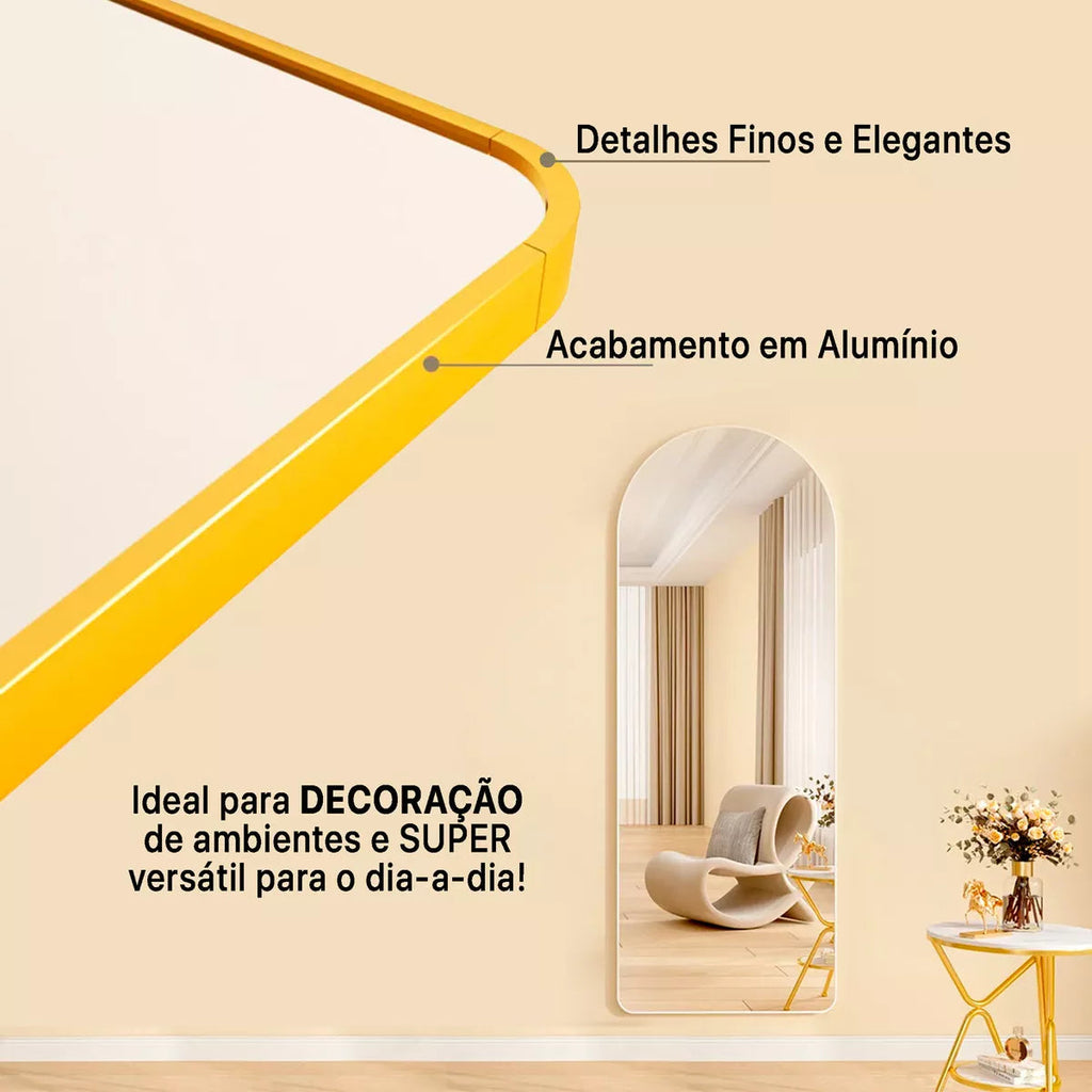 Espelho Pinterest Grande com Suporte e Moldura Dourada - (Promoção de Outubro)