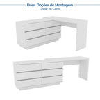 Mesa de Escritório Itália em L com 6 Gavetas