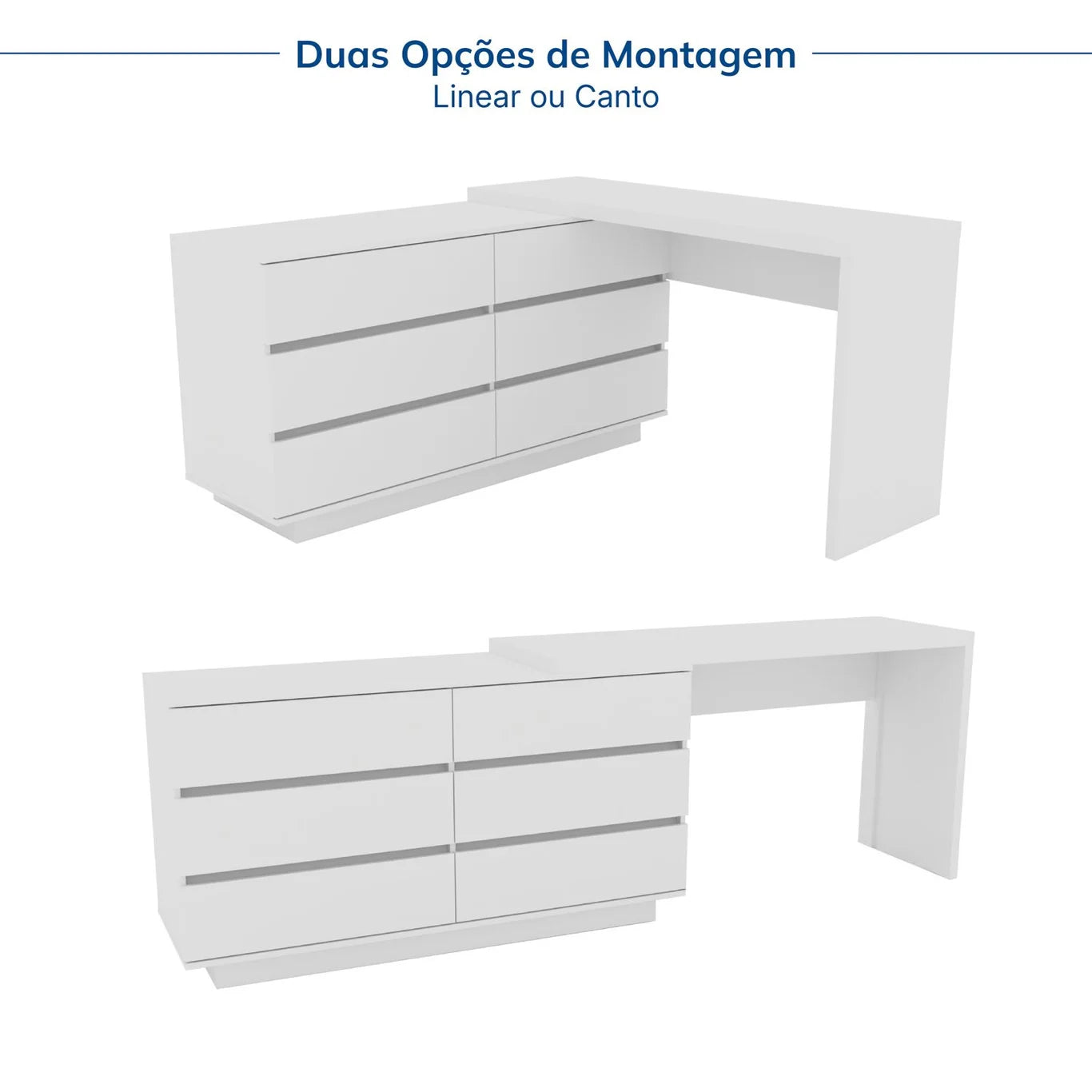 Mesa de Escritório Itália em L com 6 Gavetas