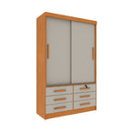 Guarda-Roupa Solteiro 2 Portas de Correr 6 Gavetas MDP Cinamomo Off White Chicago