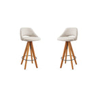 Kit 2 Banquetas Giratórias Estofadas com Encosto Nude