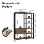 Guarda-roupa Closet Modulado Valencia 2 Gavetas 129cm Rustic