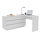 Mesa de Escritório Itália em L com 6 Gavetas