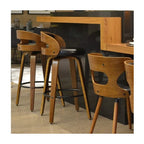 Kit 4 Banquetas para Cozinha Altas Giratórias Madeira Roma