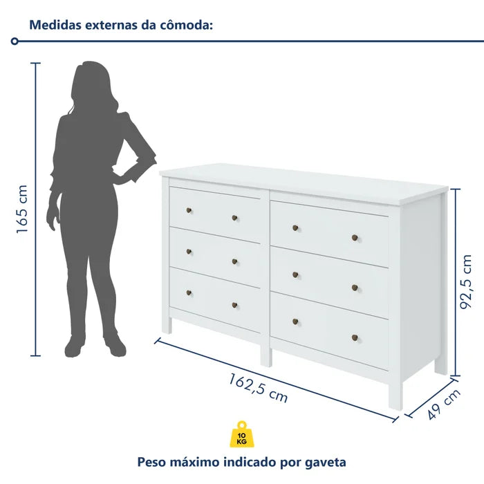 Cômoda 6 Gavetas Italia | Frete Grátis