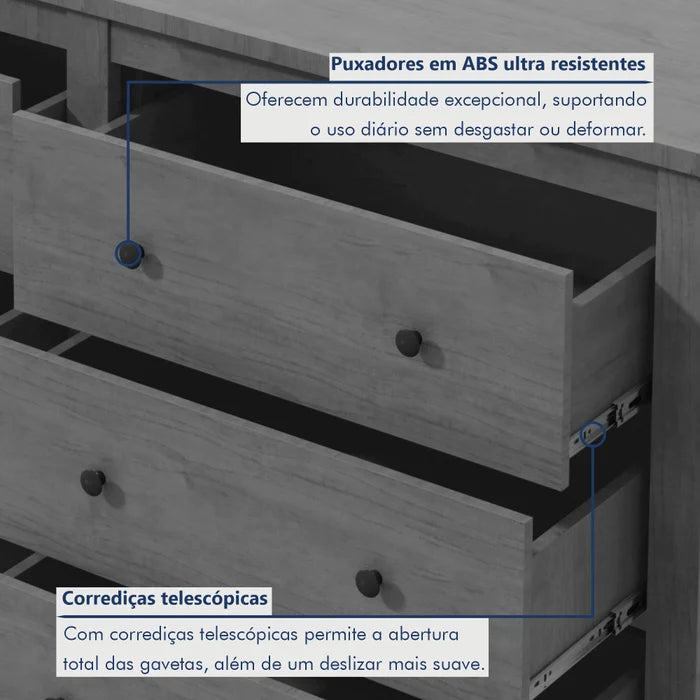 Cômoda 6 Gavetas Italia | Frete Grátis