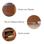 Rack para TV até 75 Polegadas com Ripado e 4 Portas