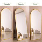 Espelho Grande Oval com Base Reta Dourado 150x60cm  |BLACK FRIDAY|