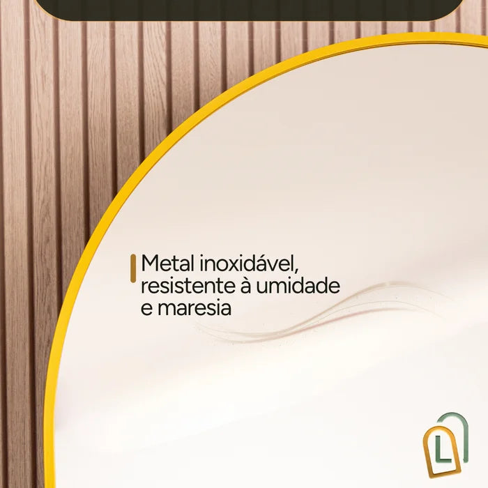 Espelho Grande Oval com Base Reta Dourado 150x60cm  |BLACK FRIDAY|