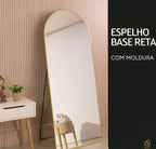 Espelho Grande Oval com Base Reta Dourado 150x60cm  |BLACK FRIDAY|
