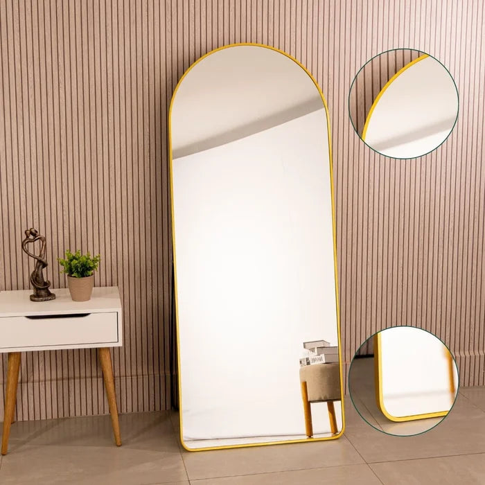 Espelho Oval Base Reta com Moldura Alumínio Corpo Inteiro 170 X 70cm | BLACK FRIDAY |