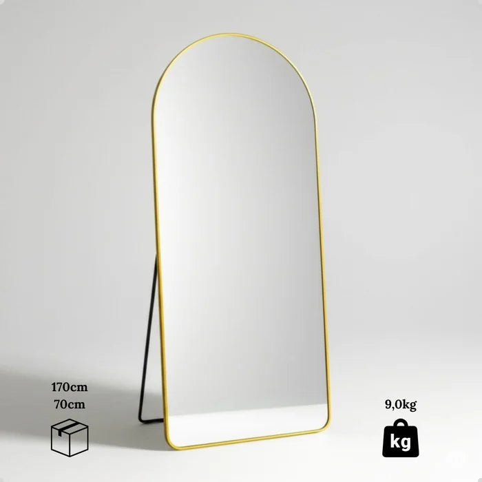 Espelho Oval Base Reta com Moldura Alumínio Corpo Inteiro 170 X 70cm | BLACK FRIDAY |