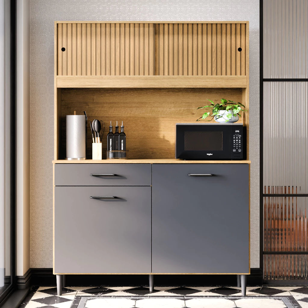 Armário De Cozinha Compacto Com 4 Portas E 1 Gaveta |BLACKFRIDAY|