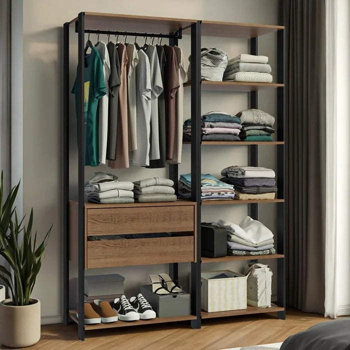 Guarda-roupa Closet Modulado Valencia 2 Gavetas 129cm Rustic