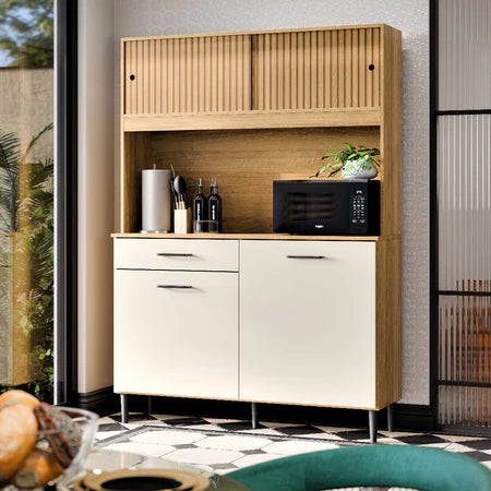 Armário De Cozinha Compacto Com 4 Portas E 1 Gaveta |BLACKFRIDAY|