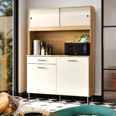 Armário De Cozinha Compacto Com 4 Portas E 1 Gaveta |BLACKFRIDAY|