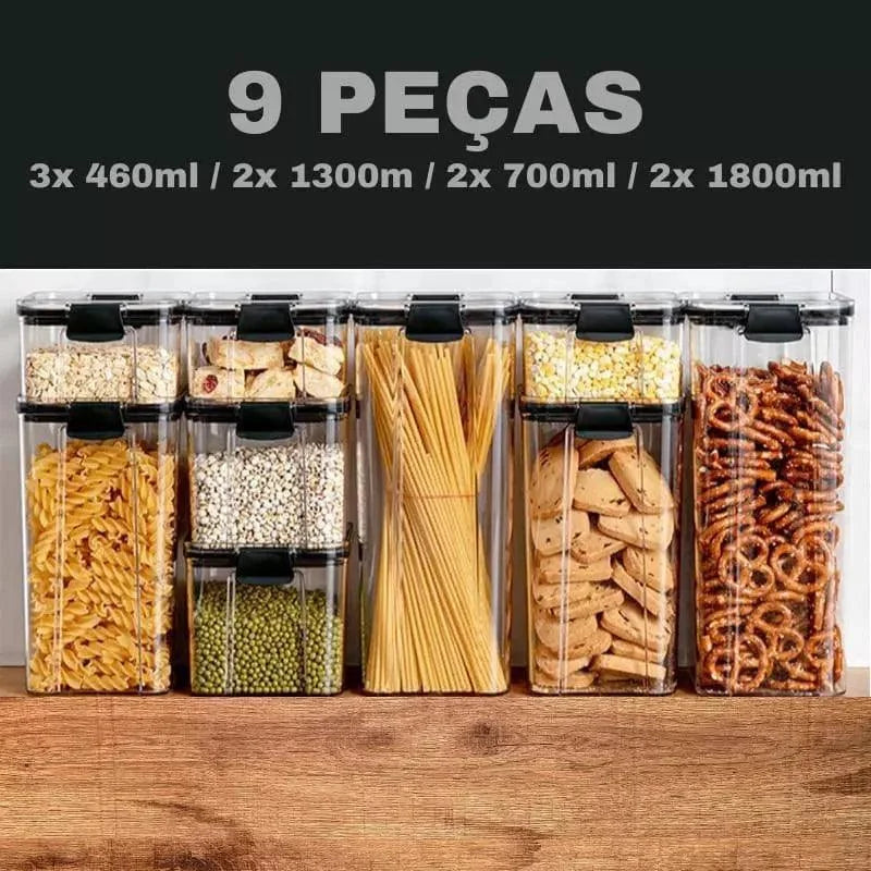 Potes Herméticos Transparente com Vedação para Mantimentos