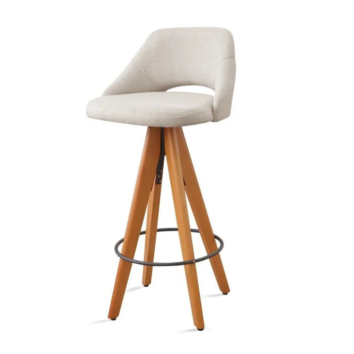 Kit 2 Banquetas Giratórias Estofadas com Encosto Nude