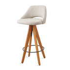 Kit 2 Banquetas Giratórias Estofadas com Encosto Nude