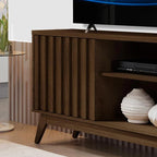 Rack De Madeira Ripado para Tv 55 Polegadas Off White