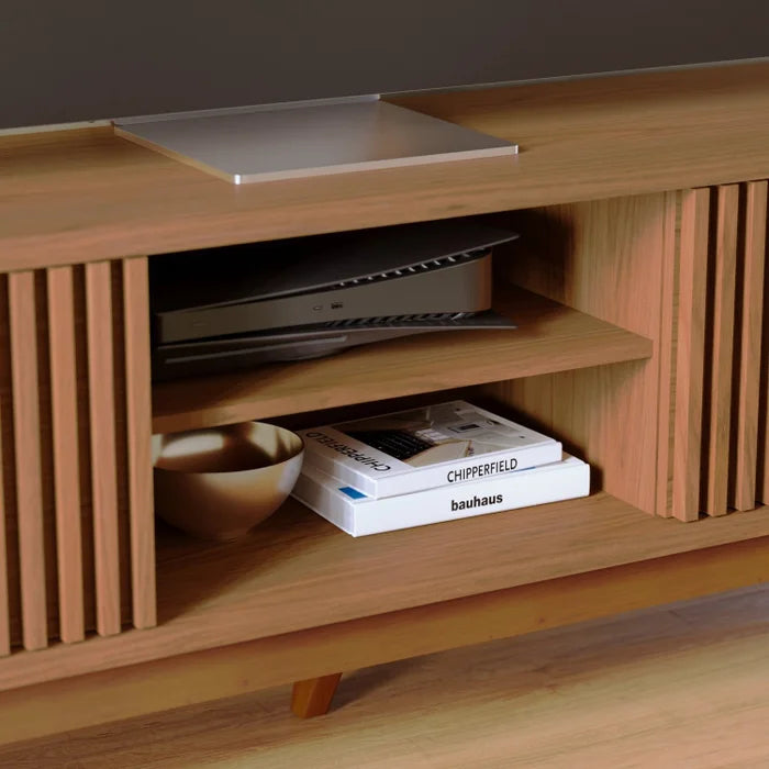 Rack para TV até 75 Polegadas com Ripado e 4 Portas