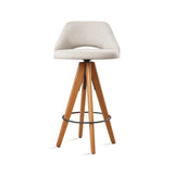 Kit 2 Banquetas Giratórias Estofadas com Encosto Nude