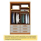 Guarda-Roupa Solteiro 2 Portas de Correr 6 Gavetas MDP Cinamomo Off White Chicago