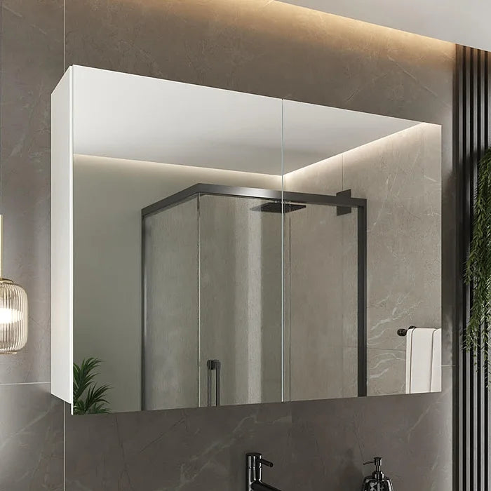 Espelheira para Banheiro 2 Portas 2 Prateleiras Nature |Promocao|