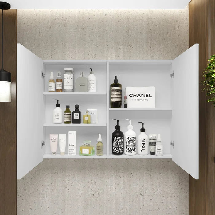 Espelheira para Banheiro 2 Portas 2 Prateleiras Nature |Promocao|