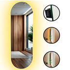 Espelho Grande Corpo Inteiro Lapidado S/moldura Designer Oval 150x40cm Luxo com Led Fria/quente