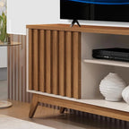 Rack De Madeira Ripado para Tv 55 Polegadas Off White