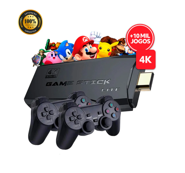 GameBox 4K® 10.000 Jogos Retrô [2 Controles sem Fio]
