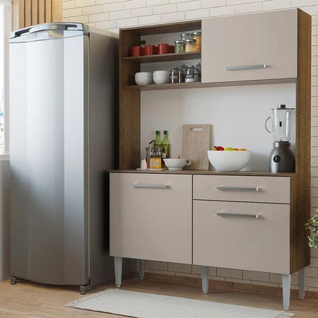 Armário de Cozinha Compacta 120cm Rustic/Crema |BLACKFRIDAY|