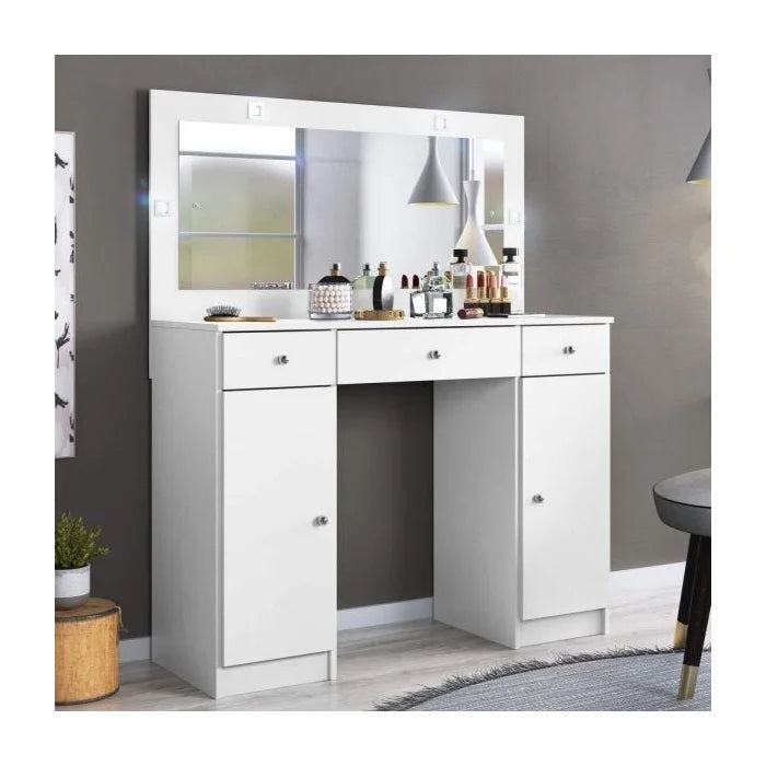 Penteadeira Camarim com Espelho e LED 3 Gavetas 2 Portas Carism |BLACK FRIDAY|