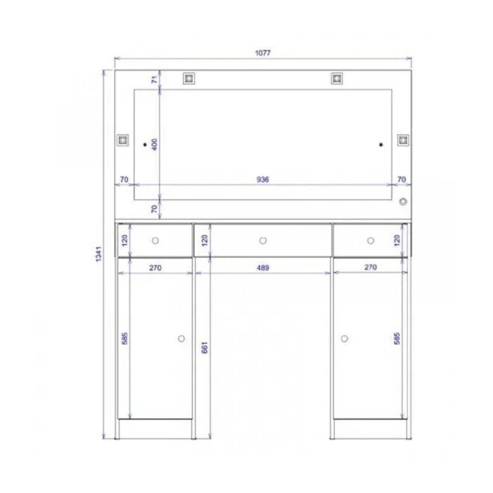 Penteadeira Camarim com Espelho e LED 3 Gavetas 2 Portas Carism |BLACK FRIDAY|